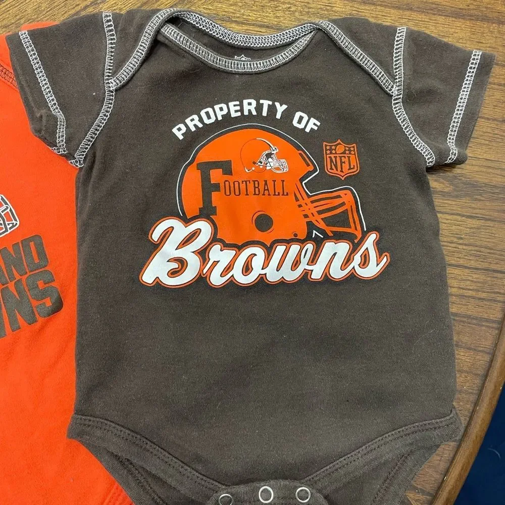 Cleveland Browns baby onesies set of 3 size 3-6 months